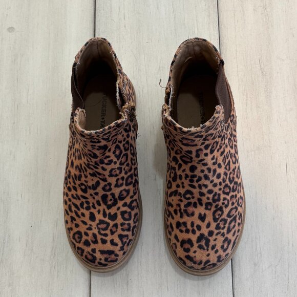 Girl's Leopard Print Ankle Booties, size 12, side zip, great condition! - Picture 2 of 5
